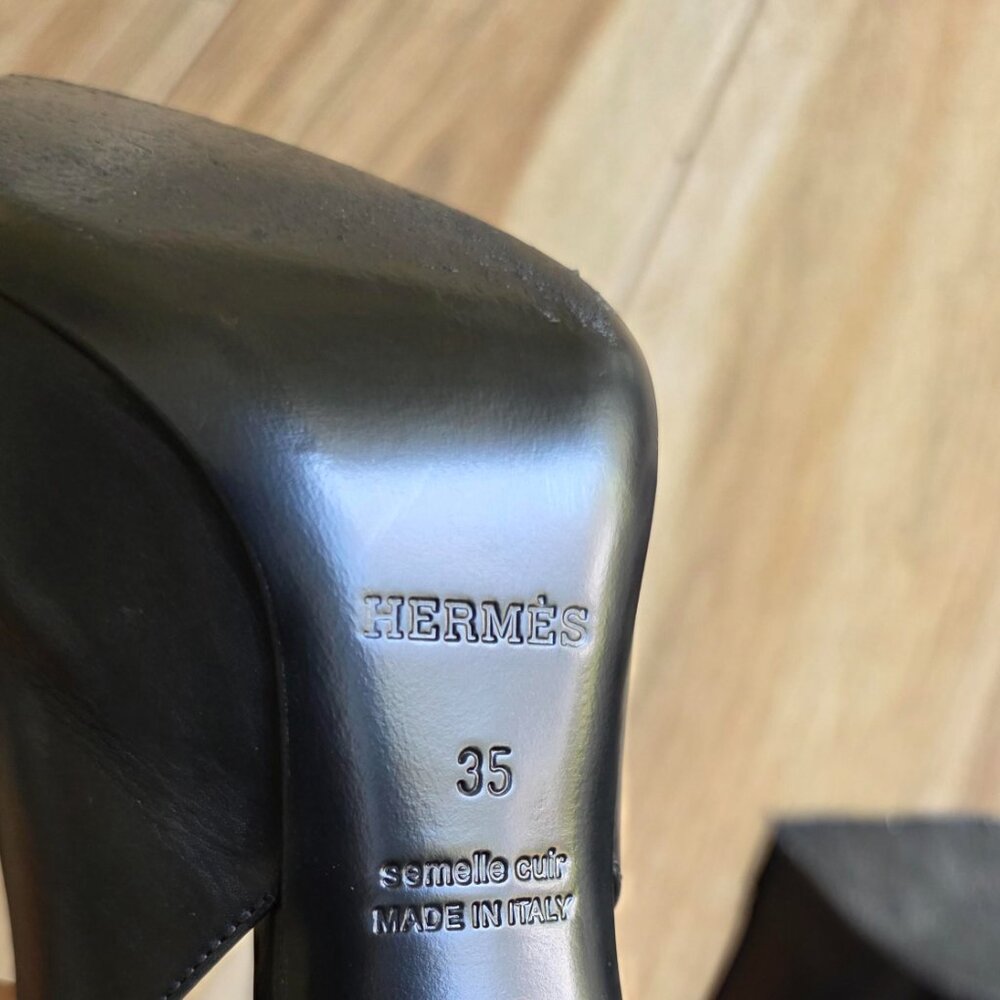 Hermes H Logo Black Leather Slingback Shoes Eur. 35 & Box - Picture 16 of 16
